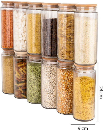 SteweHome Set of 12 General Use Glass Brown Jars with Lid 1500ml