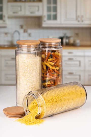 SteweHome Set of 12 General Use Glass Brown Jars with Lid 1500ml