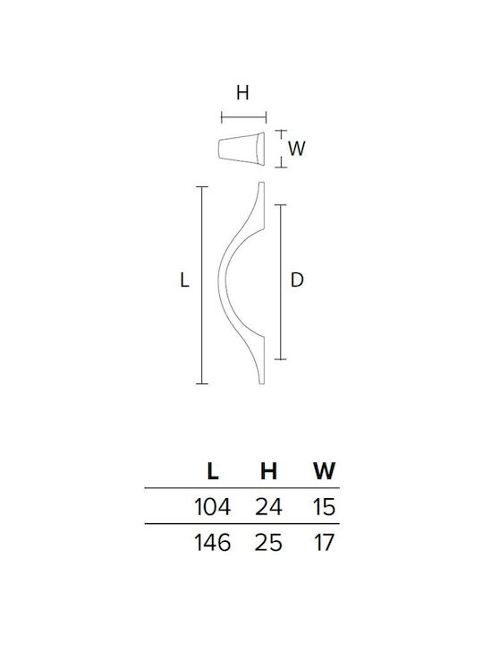 Convex 447 Möbelgriff aus Zamak Natürlicher Eisen mit Lochabstände 64mm 447-64S93S93
