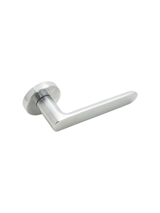 Convex Front Door Lever With Rosette 1905 Pair With Mouthpiece Matt Chrome