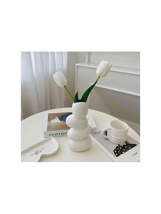 SteweHome Decorative White Vase 15xH17cm