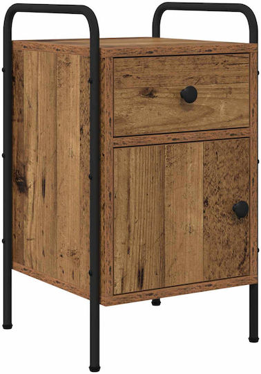 Нощни Шкафчета Дървени с Метални Крака Черни 2 Бройки 35x36.5x61см