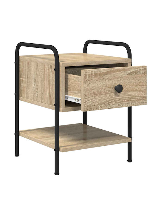 Wooden Bedside Tables With Metal Legs Beige 2 Pieces 35x36.5x47cm