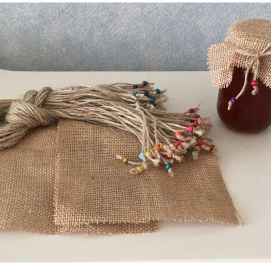 Stewehome Set of Jar Lid Covers Jute Cord Tie Beads Jars 370 Cc Cream