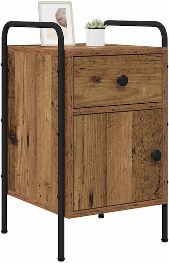 Нощни Шкафчета Дървени с Метални Крака Черни 2 Бройки 35x36.5x61см