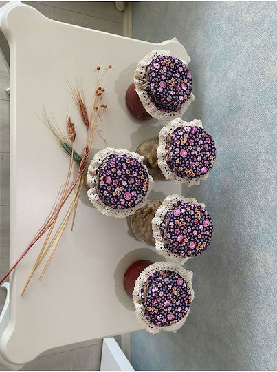 Stewehome Set Of 5 Pieces Purple Fabric Elastic Jar Food Covers Purple Flowers
