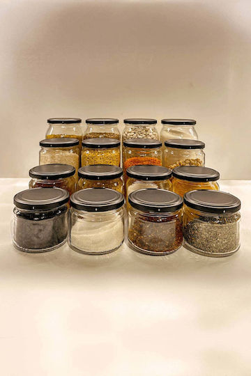 SteweHome Ste-041513-P41513 Spice Jars Glass Black 9 Pieces