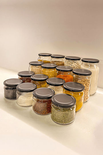 SteweHome Glass Spice Jars Black 12 Pieces