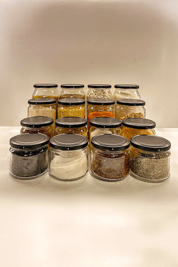 SteweHome Ste-041484-P41484 Spice Jars Glass Black 12 Pieces