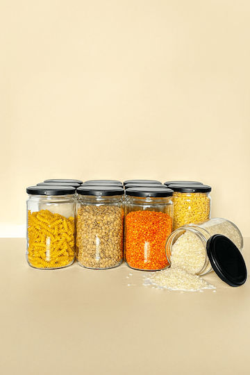 SteweHome Ste-041484-P41484 Spice Jars Glass Black 12 Pieces