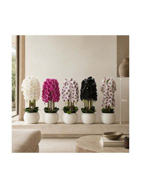 Dekorative Künstliche Orchidee 90cm Weiß Topfpflanze 87556-2