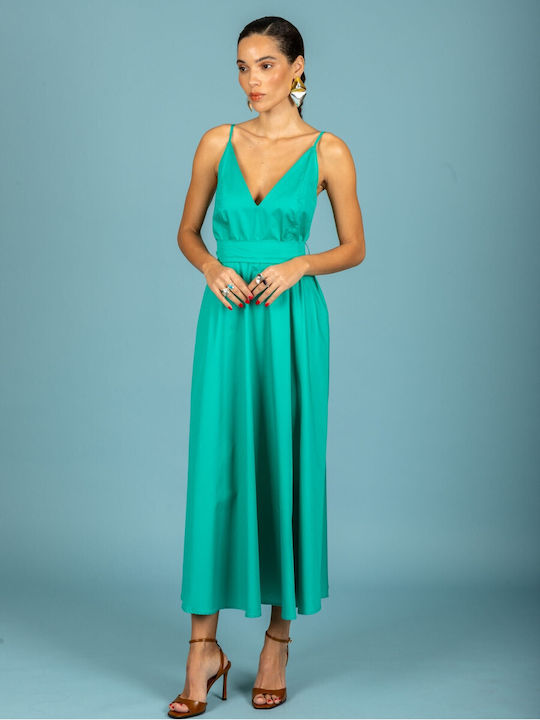 Summer Midi Slip Dress Emerald