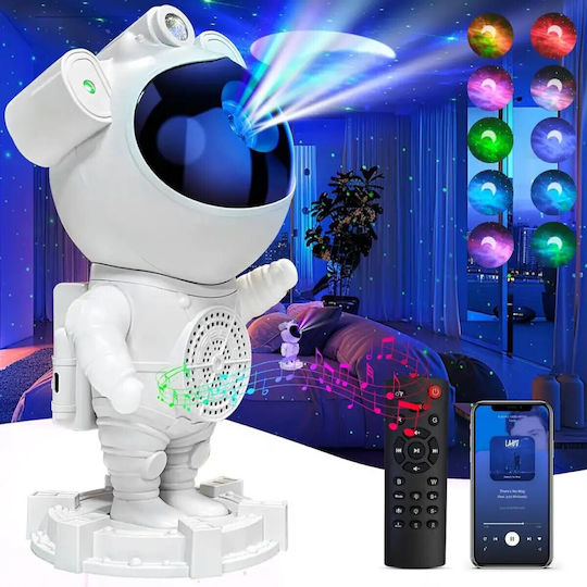 Led Rotating Kids Lamp Projector with Star Projection White 23.5x11.7x11.7cm