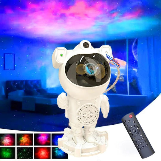 Led Rotating Kids Lamp Projector with Star Projection White 23.5x11.7x11.7cm