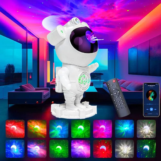 Led Rotating Kids Lamp Projector with Star Projection White 23.5x11.7x11.7cm