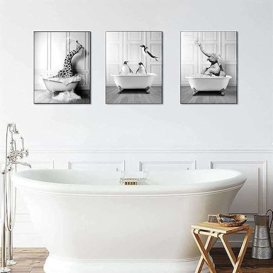 Leinwand Wandposter Ohne Rahmen 3x60x90cm Tiere In Einer Badewanne