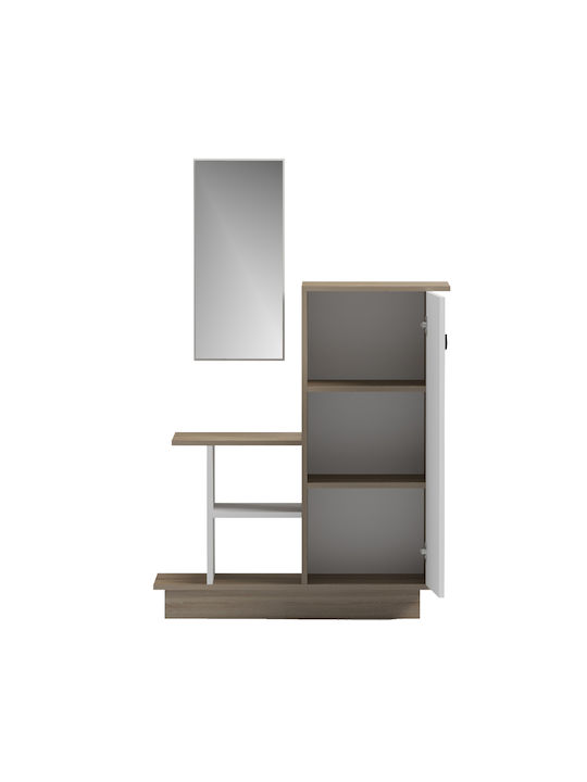 Mobilier Hol Cu Oglindă și Suport Pentru Pantofi Alb 80x30x90εκ.
