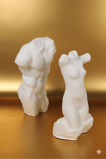 Stewehome Set of 2 Pieces Decorative Statues Female Male Nude Concrete White 7x14x14.5 Cm Stewehome Set of 2 Pieces Decorative Statues Female Male Nude Concrete White 7x14x14.5 Cm