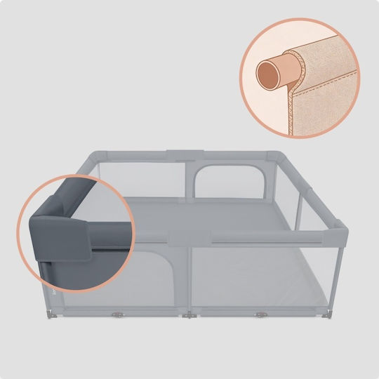 Lionelo Florence Xl Πάρκο με Στρώμα Γκρι 200x180cm