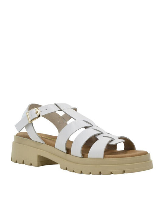 Leather Sandals White