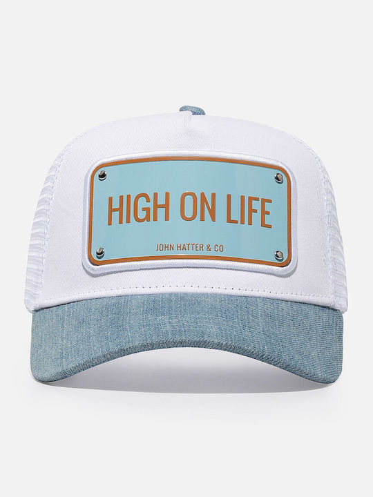 High On Life Weiß Jockey Cap Mit Metallischem Patch John Hatter & Co High On Life Weiß Jockey Cap Mit Metallischem Patch John Hatter & Co