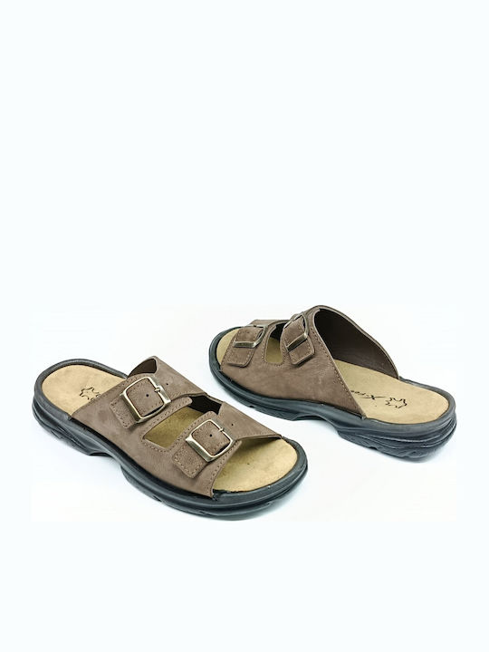 Leather Men's Sandals In Brown Colour