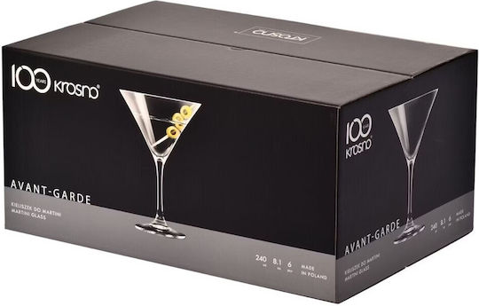 Krosno Set Pahare Martini / Cocktail Cu Picior Cristaline 240ml 6 Bucăți