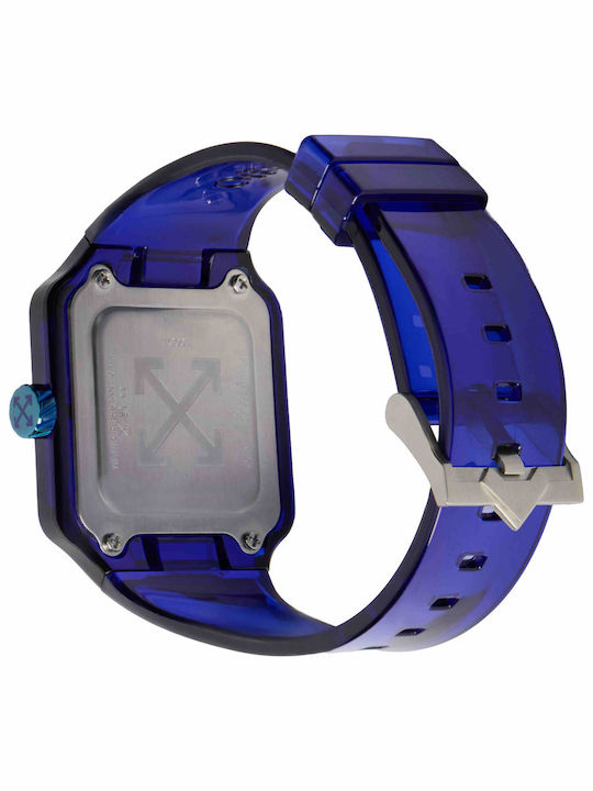 Off White Herrenuhr mit Gummiarmband und Batterie Off White Herrenuhr mit Gummiarmband und Batterie