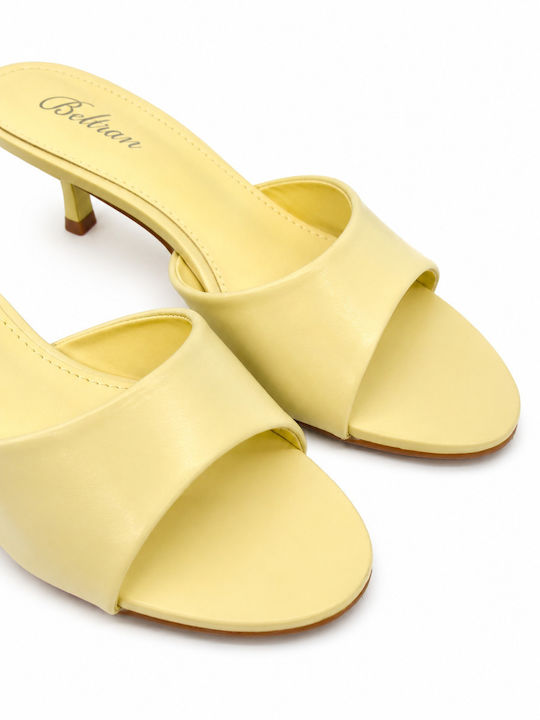 Mules With Thin Low Heel In Yellow Colour