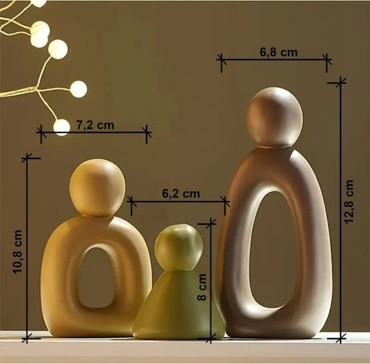 Stewehome Decorative Modern Bohemian Set Of Three Pieces Abstract Family Figure Stone Powder Multicolour 12x12 Cm