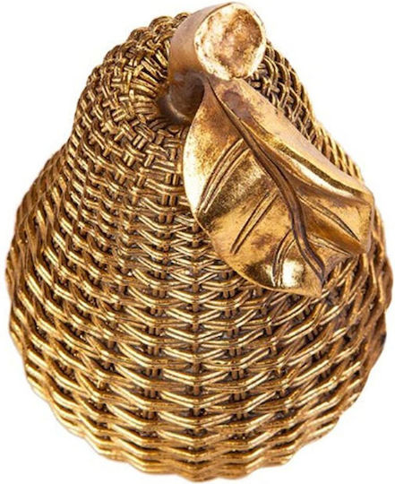 Stewehome Set of Decorative Concrete Items Apple Pear Shape Gold 20x10x18 Cm