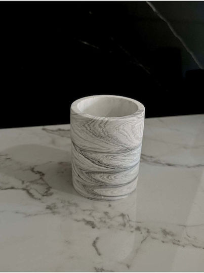 SteweHome Decorative Cylindrical Desk Pencil Holder Concrete Handmade Small Object Grey 7x10x10 Cm