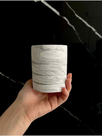 SteweHome Decorative Cylindrical Desk Pencil Holder Concrete Handmade Small Object Grey 7x10x10 Cm