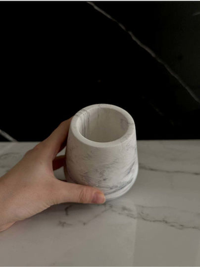 SteweHome Decorative Pencil Holder Concrete Handmade Toothbrush Small Vase Grey 10x10x10 Cm