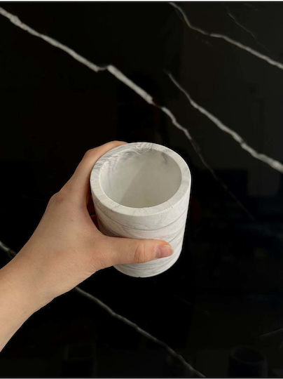 SteweHome Decorative Cylindrical Desk Pencil Holder Concrete Handmade Small Object Grey 7x10x10 Cm