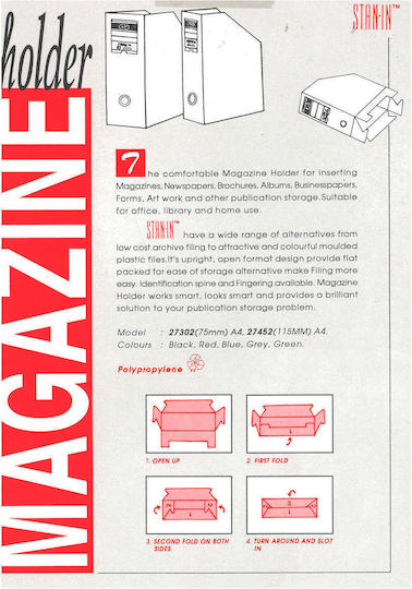 Plastic Blue Magazine File Organiser 24.5x7.5x31.5cm Stan-in