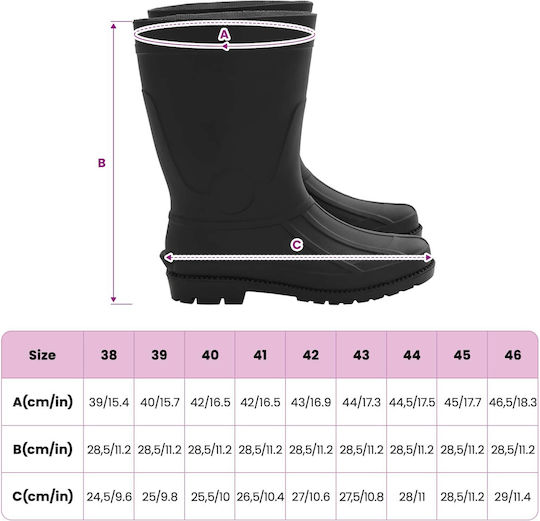 Cizme de ploaie PVC Mărimea 41 Negru 42043470 Negru