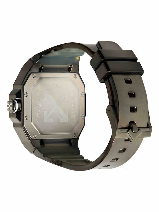 Off White Digital Herrenuhr Batterie mit grünem Gummiarmband