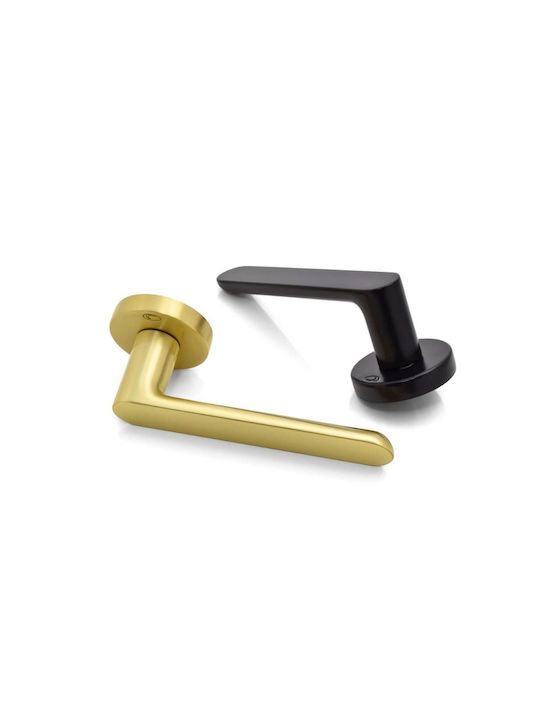 Convex Front Door Lever With Rosette 1905 Pair With Mouthpiece Matt Black