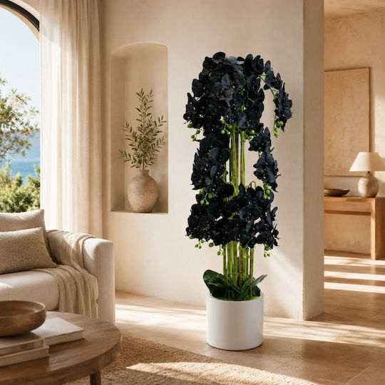 Orhidee Artificială Neagră 150cm Plantă În Ghiveci 87555-3