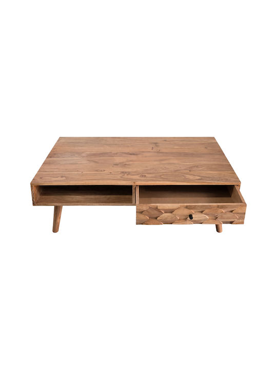 Zentrales Kaffeetisch Kaldio aus Massivholz mit Schubladen Natürliche Farbe M120xB60xH40cm