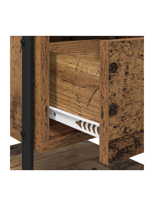 Wooden Bedside Tables With Black Metal Legs 2 Pieces 35x36.5x47cm