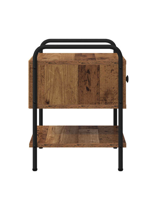Wooden Bedside Tables With Black Metal Legs 2 Pieces 35x36.5x47cm