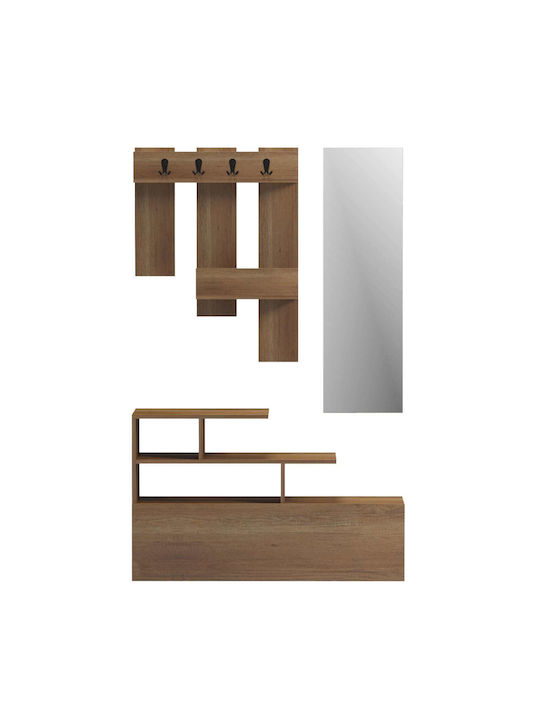 Hallway Furniture with Mirror and Shoe Rack Natural 100x30x61cm
