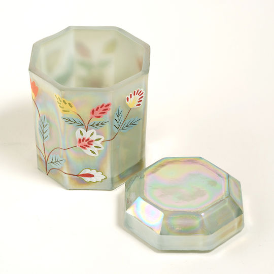 Stewehome Obiect Decorativ Manual Pictat Capac Sticlă Verde 10x10 Cm