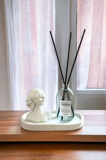 Stewehome Decorative Set Miniature Female Bust Concrete Base Bohemian Style White