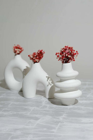 Stewehome Set 3 Stücke Moderner Beton Tischdekoration Vase Design Weiß 10x10x9 cm