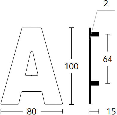 Γράμματα Κατοικιών Convex 123 Σατινέ Inox Υ10cm Γράμμα Α