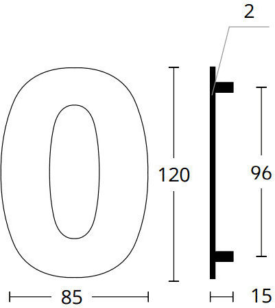 Αριθμοί Κατοικιών Convex 123 Σατινέ Inox Υ12cm Αριθμός "0"