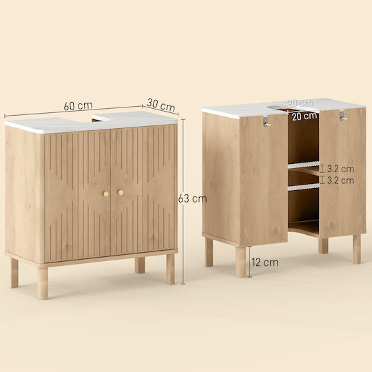 HomCom Πάγκος χωρίς Νιπτήρα Μ60xΒ30xΥ63cm Δρυς